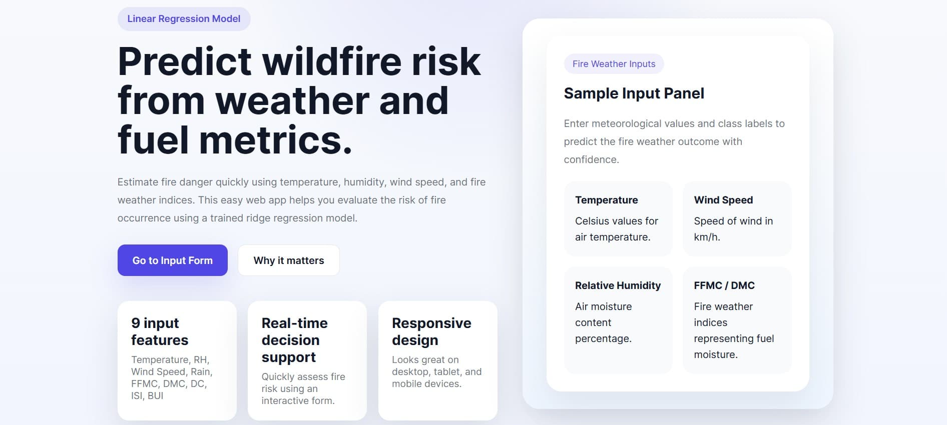 Wildfire Risk Prediction using Ridge Regression